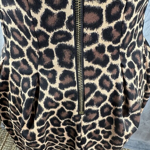 MICHAEL KORS Fit Flair Dress Women’s Sz 0 Cheetah Leopard Animal Print Jacquard - Picture 8 of 16